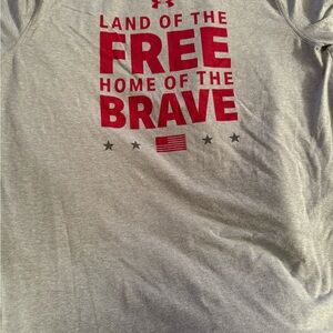Under Armour Gray and Red Short Sleeve Tee